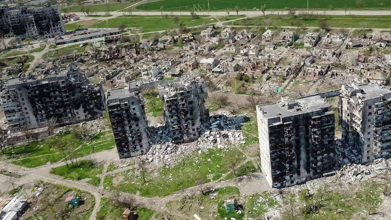 Destroyed buildings in mariupol
